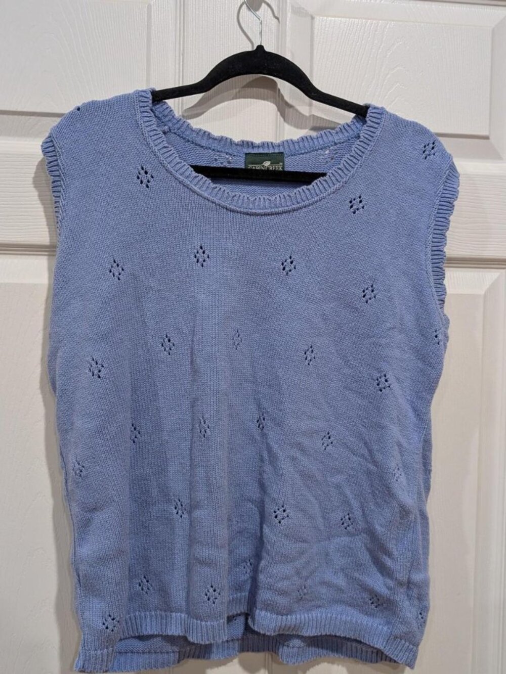 Vintage Made in USA Cabin Creek 100% Cotton Light Blue Sweater Vest